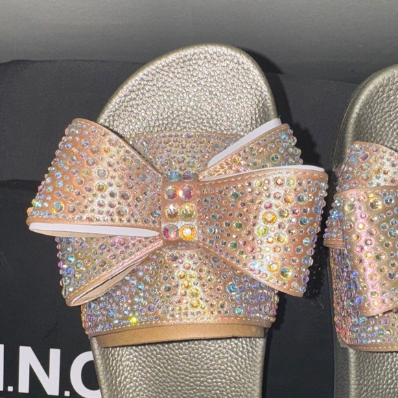 INC International Concepts Gold Rhinestone Bow Sandals - Picture 6 of 17